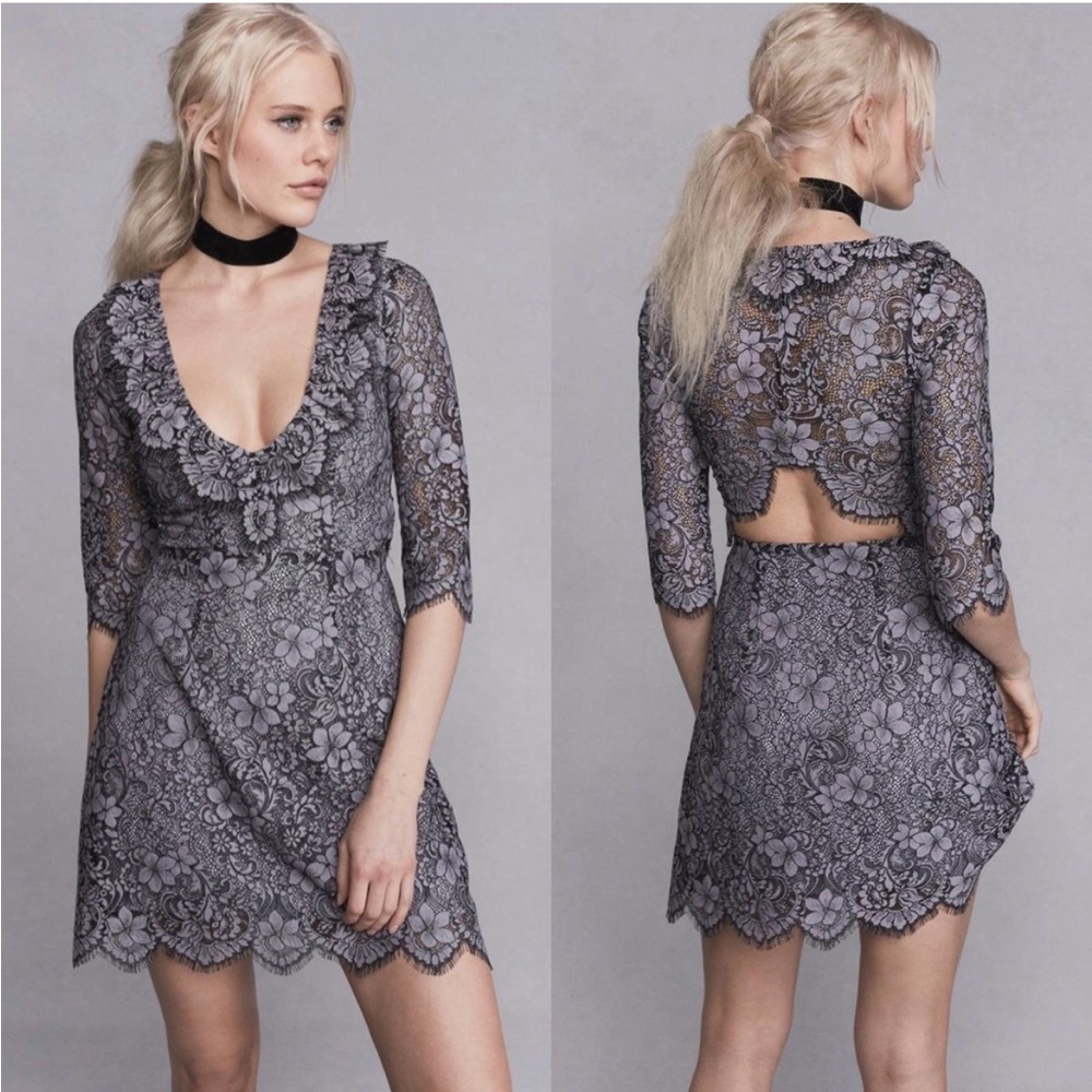 For love and lemons 🍋 Theodora gray dress backless mini
